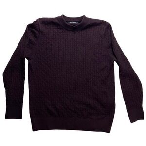 Karl Lagerfeld Mens Burgundy Knit Sweater Pullover Crew‎ Neck Long Sleeve Size L